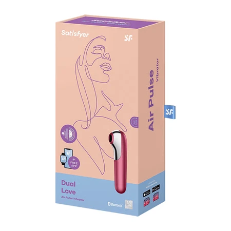 Satisfyer Dual Love Connect App, stimulator clitoridian fără contact, roșu