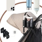 Sipo, universele beker- en telefoonhouder 2in1 voor kinderwagen, zwart, 1 st