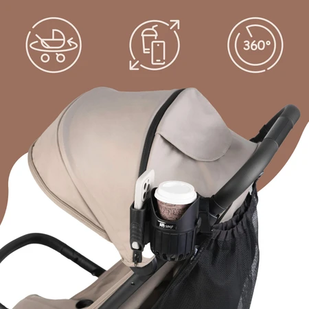 Sipo, universele beker- en telefoonhouder 2in1 voor kinderwagen, zwart, 1 st