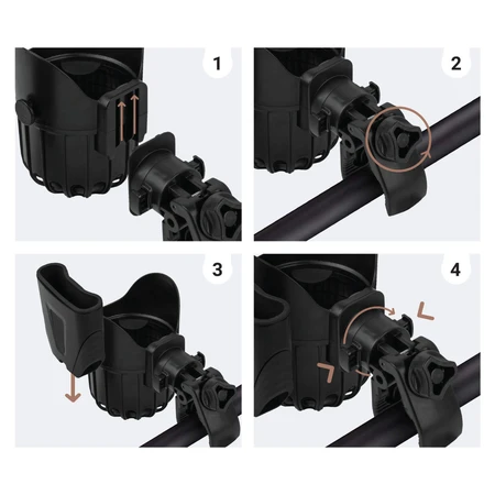 Sipo, universele beker- en telefoonhouder 2in1 voor kinderwagen, zwart, 1 st