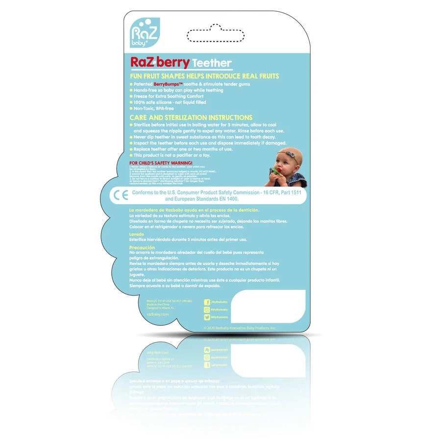 RaZbaby, tettarella in silicone, lampone succoso, da 3 mesi, 1 pezzo