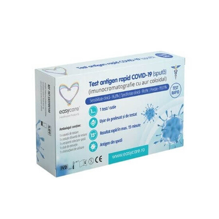 Prueba rápida de antígeno covid 19, esputo, 1 kit, Easycare