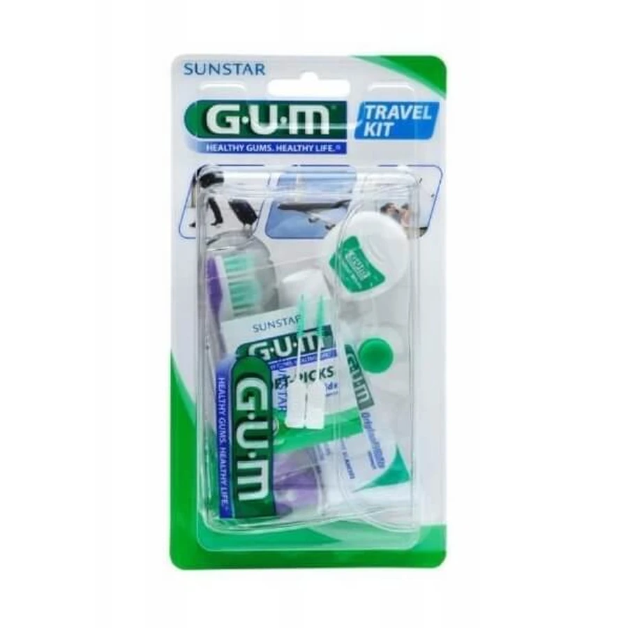 GUM Travel-Kit 4in1 Reisset tandenborstel tandpasta flosdraad