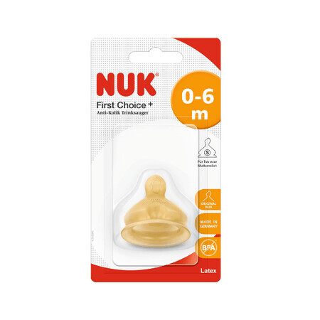 First Choice Plus M1 tétine en latex, 0-6 mois, Nuk