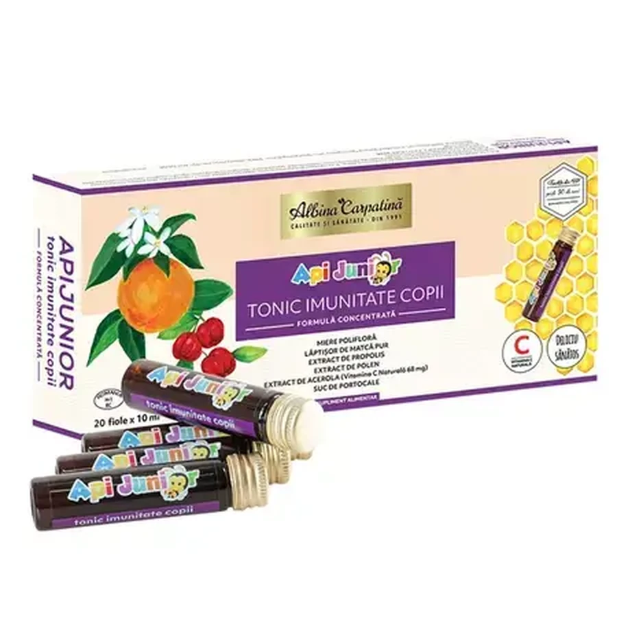 Apijunior Kinderimmuniteitstonic, 20 ampullen, Albina Carpatina