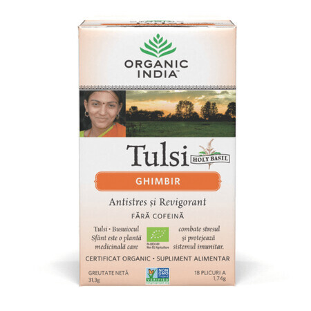 Tulsi gemberthee, 18 pakjes, biologisch India