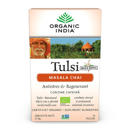 Tulsi Masala Chai Relaxant et Régénérant, 18 sachets, Inde biologique