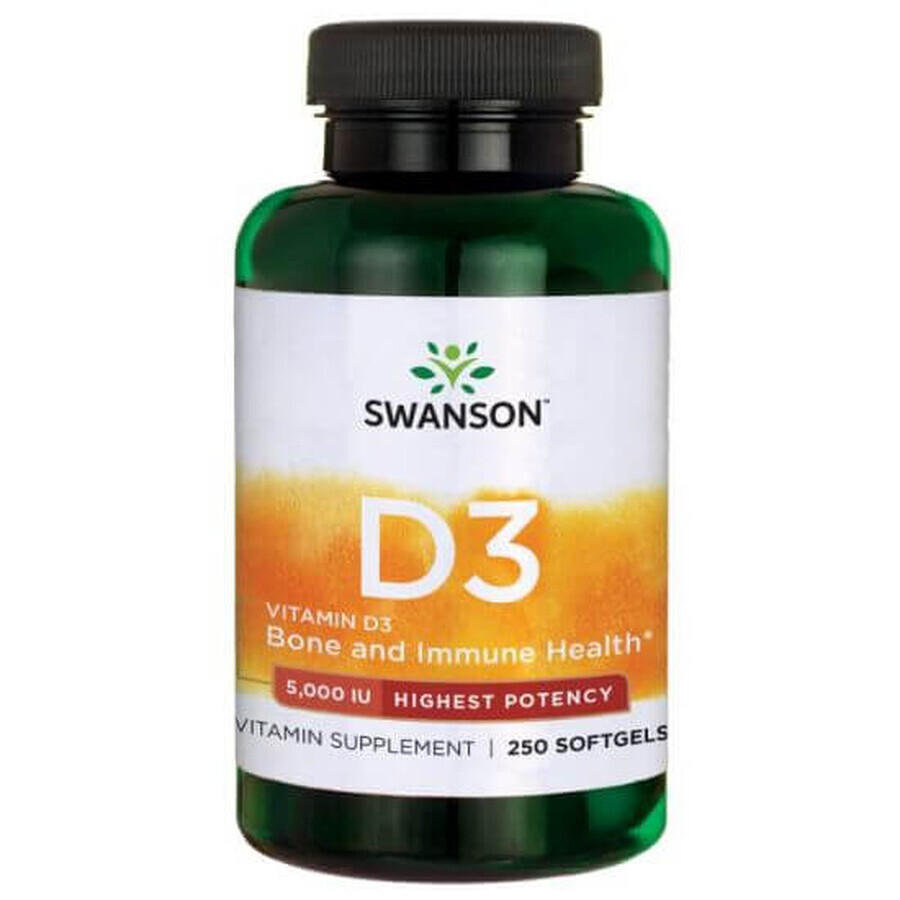 Vitamina D3 5000IU, 250 capsule, Swanson