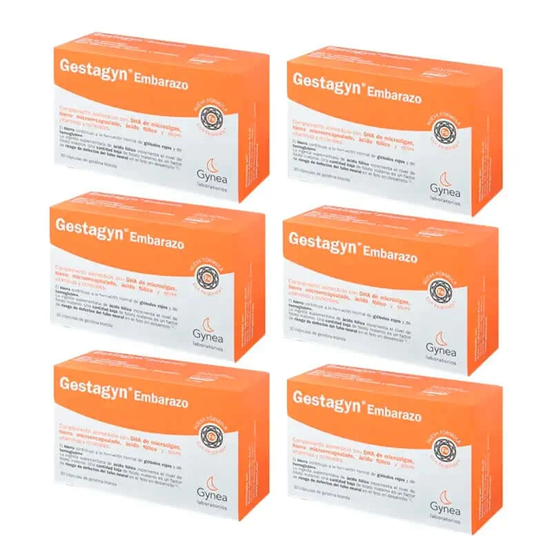 Gestagyn Zwangerschap, verpakking 6 x 30 capsules