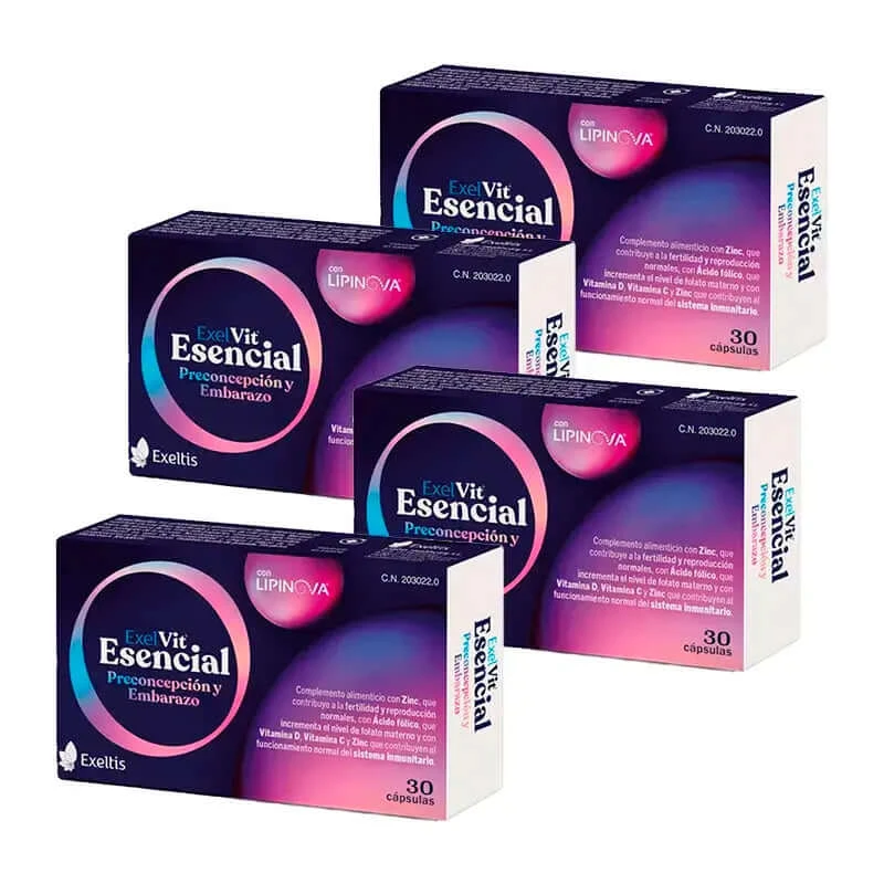 Exelvit Essentieel Preconceptie en Zwangerschap, verpakking 4 x 30 capsules