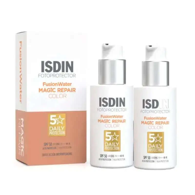 Isdin Fotoprotector Fusion Fusion Water Magic Repair Colour SPF 50, verpakking 2 x 50 ml