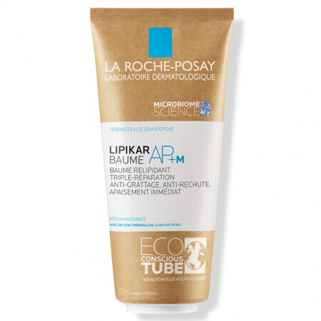 La Roche-Posay Lipikar Baume AP+M balsem met drievoudige werking tegen droge huidplekken, Eco Tube, 200 ml