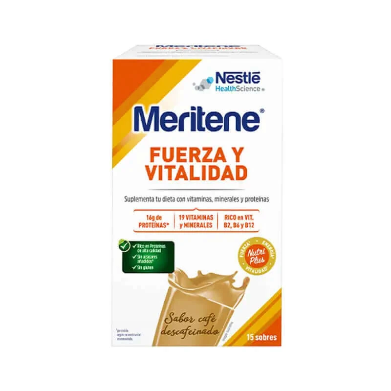 Meritene Kracht & Vitaliteit Shake met cafeïnevrije koffiesmaak, 15 sachets