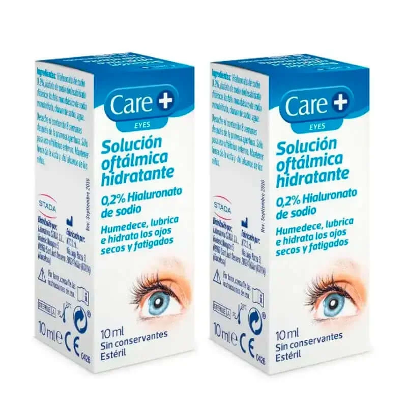 Care+ Hydraterende Ooglotion, verpakking 2 x 10 ml