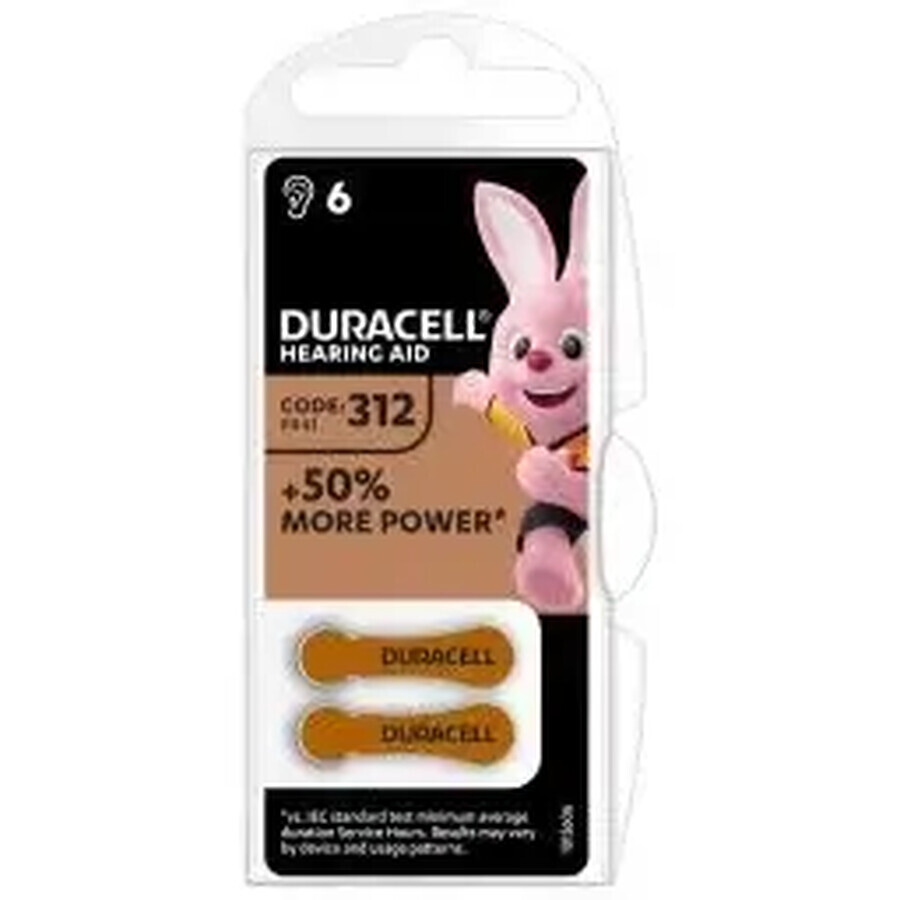 HA ZA312 hoortoestelbatterijen, 6 stuks, Duracell