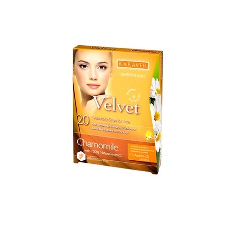 Facial depilatory strips with chamomile extract Velvet, 20 pieces, Karaver