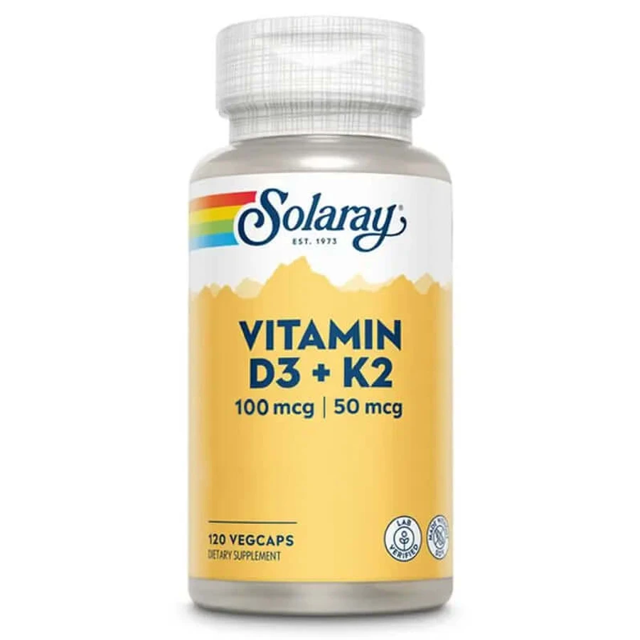 Solaray Vitamine D3 & K2 (Mk7), 120 Capsules
