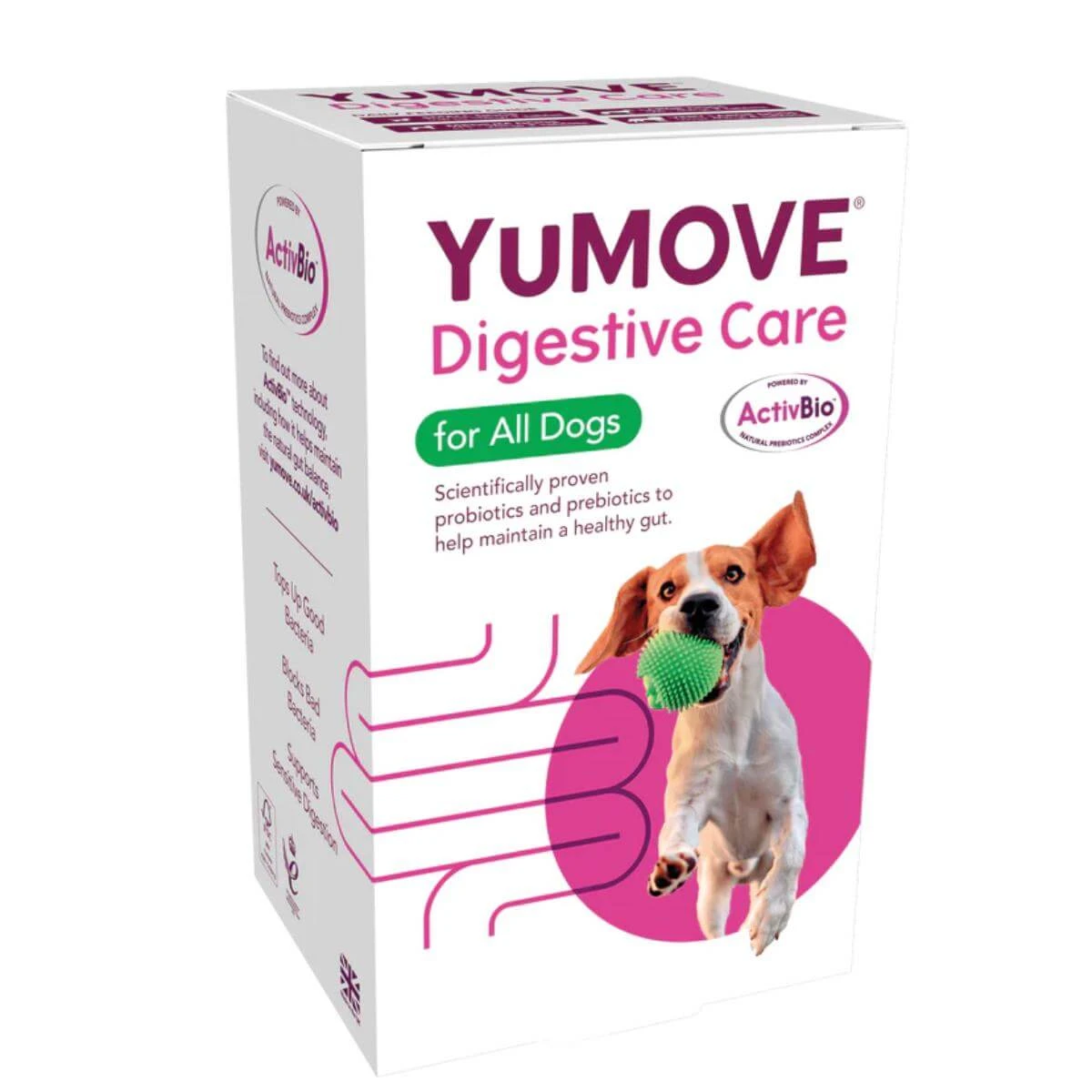 YuMOVE Digestive Care, XS-XL, spijsverteringssupplement voor honden, doos, 120 tabletten