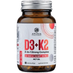 Vitamina D3+K2, Complejo Fuerte 2 en 1, 30 cápsulas, Aronia
