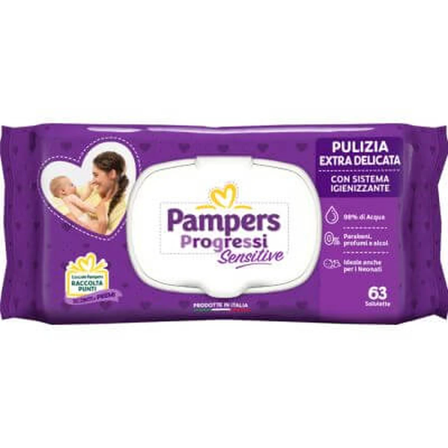 Pampers sensitive aloë ric doekjes 63 stuks