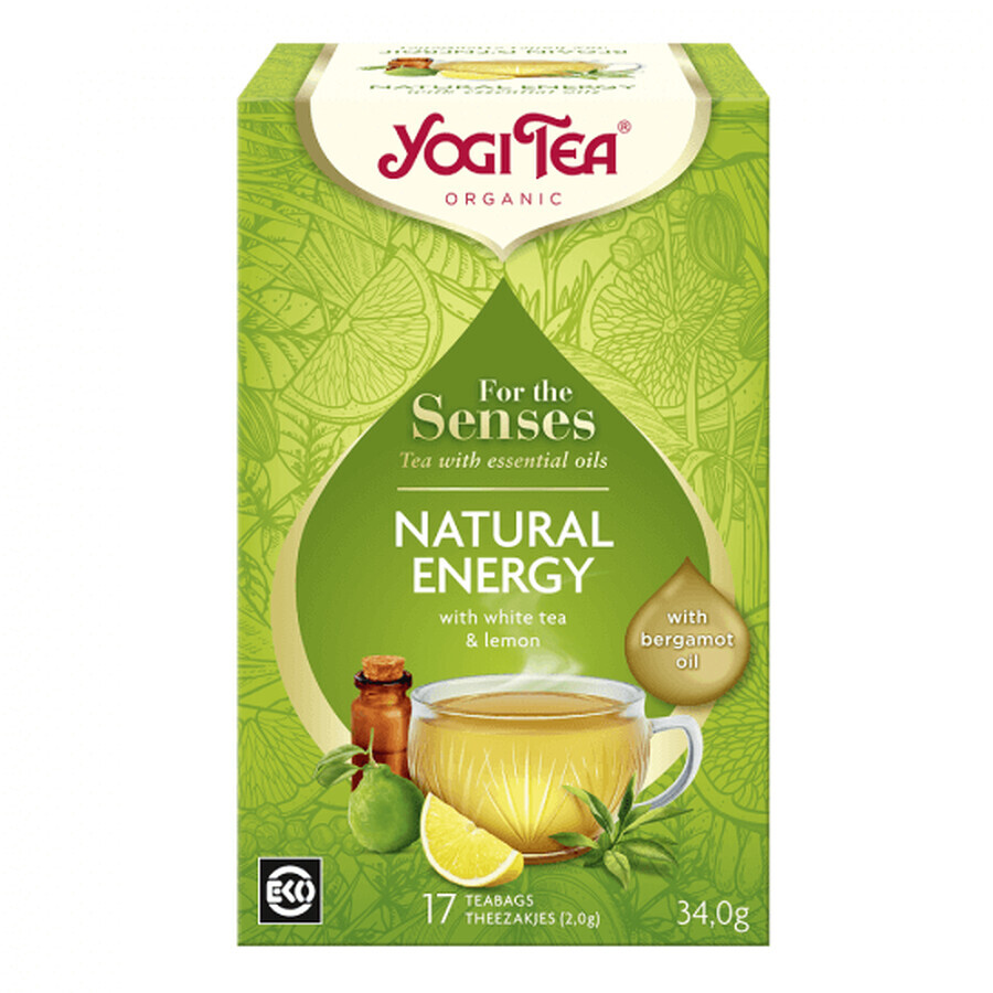 Energía Natural Para los Sentidos Té Ecológico con Aceites Esenciales, 17 bolsitas, Yogi Tea