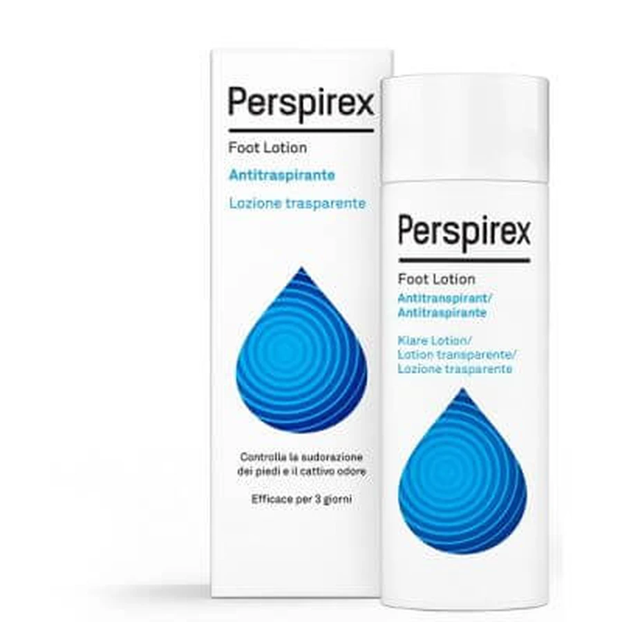 Perspirex lozione antitraspirante per i piedi trasparente contro il sudore e l'odore dei piedi 100 ml