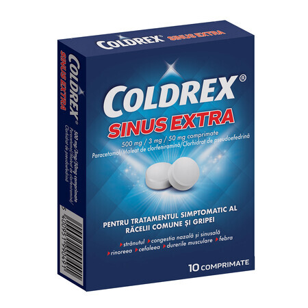 Coldrex Sinus Extra 500mg/3mg/50mg, 10 tablets, Perrigo