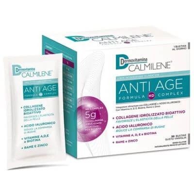 Dermovitamin calmilene anti-ageing neemt op basis van collageen en hyaluronzuur poeder 30 sachets vanille smaak