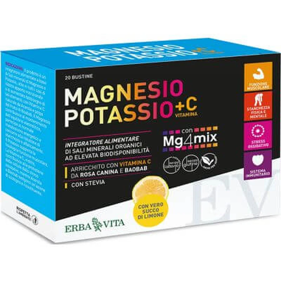 Magnesium kalium +c vitamine citroen smaak 20 zakjes van 3,8 g