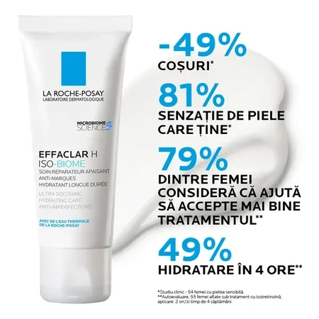 La Roche-Posay Effaclar H Iso-Biome crema hidratanta si calmanta pentru pielea grasa fragilizata, 40ml