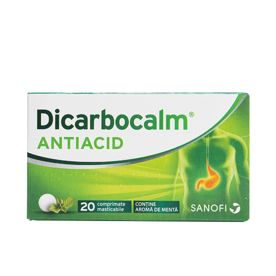 Dicarbocalm Antiacid, 20 kauwtabletten, Sanofi