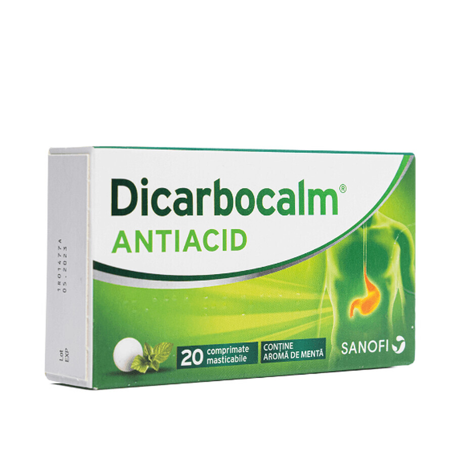 Dicarbocalm Antiacid, 20 kauwtabletten, Sanofi