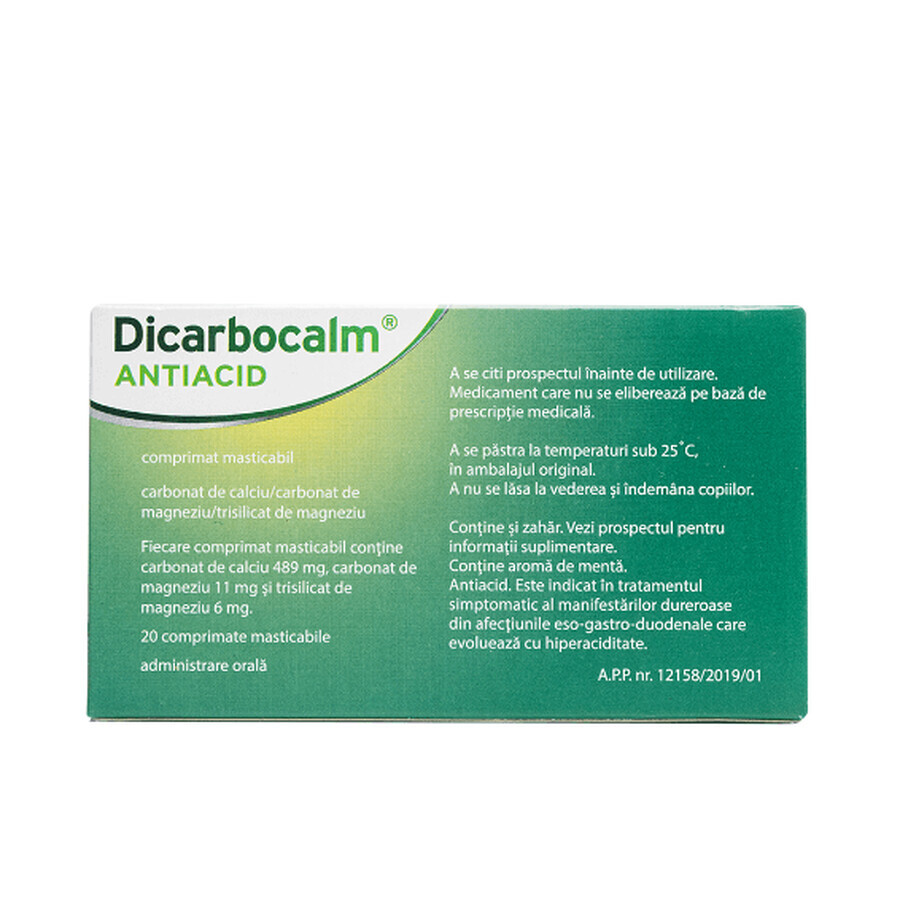 Dicarbocalm Antiacid, 20 kauwtabletten, Sanofi