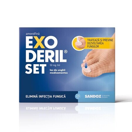 Set de vernis à ongles Exoderil, 2,5 ml, Sandoz