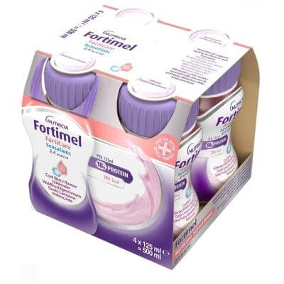Fortimel forticare sensation 2,4 kcal/ml verfrissend framboos 4 st. 125 ml
