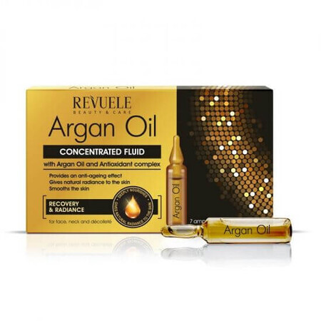 Fiole concentrate pentru fata si gat cu ulei de argan si complex antioxidant, 7x2 ml, Revuele