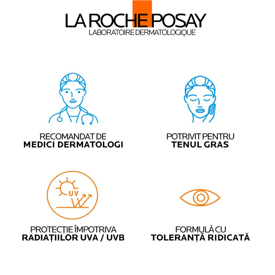 La Roche-Posay Anthelios fluid invizibil fara parfum pentru protectie solara UVmune, SPF 50+, 50 ml