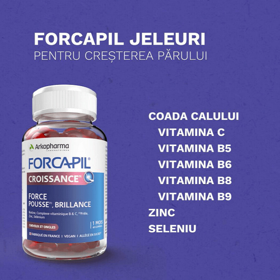 Forcapil supplément pour la croissance des cheveux, 60 gélules, Arkopharma