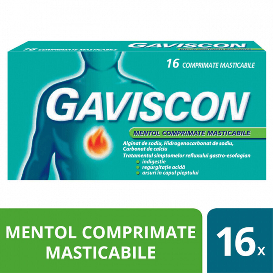 Gaviscon Menthol, 16 compresse masticabili, Reckitt Benckiser Healthcare