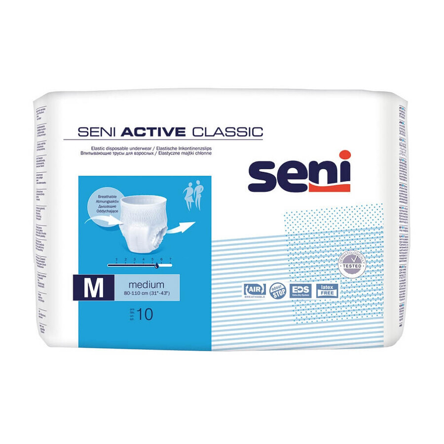 Mutandine elastiche assorbenti, Medium, 10 pezzi, Seni Active Classic