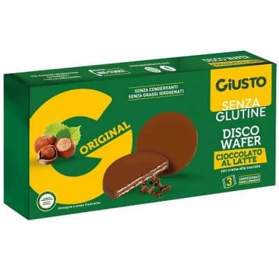 Giusto glutenvrije disco wafel melkchocolade 3 x 24 g