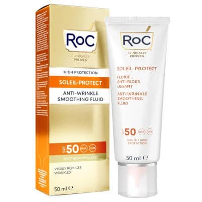 Roc gezichtszonnebrand vloeistof spf 50+ anti-rimpel gladstrijkend 50 ml