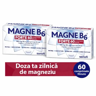 Magne B6 Forte 100 mg/10 mg, 2x60 film-coated tablets, Sanofi