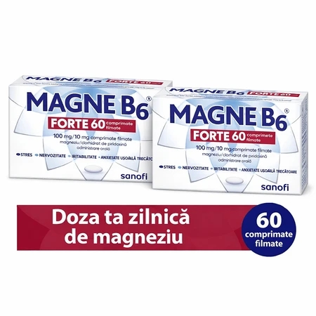 Magne B6 Forte 100 mg/10 mg, 2x60 film-coated tablets, Sanofi