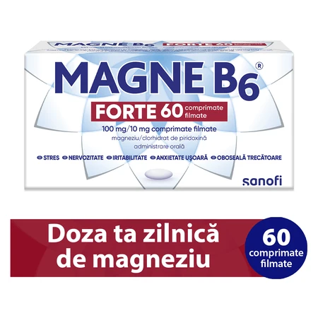 Magne B6 Forte 100 mg/10 mg, 2x60 film-coated tablets, Sanofi