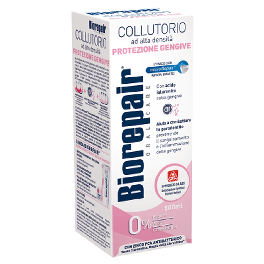 Biorepair mondverzorging met antibacteriële tandvleesbescherming met hoge dichtheid mondspoeling 500 ml