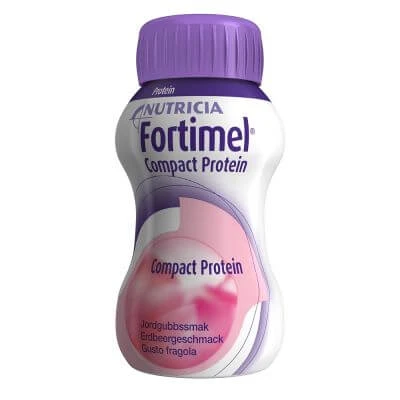 Nutricia fortimel compact proteïne rood vruchtensmaak verfrissend 4 flessen van 125 ml