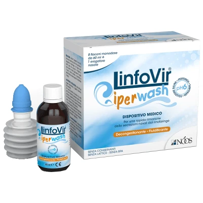 Linfovir hyperwash hypertonisch gebufferde zoutoplossing 8 flesjes van 60 ml + 1 neusdispenser