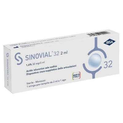 Intra-articulaire synoviale injectiespuit 32 hyaluronzuur 1,6% 32 mg/2 ml 1 fs + naalddikte 21 1 stuk