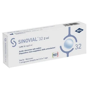 Jeringa intraarticular sinovial 32 ácido hialurónico 1,6% 32 mg/2 ml 1 fs + aguja calibre 21 1 pieza